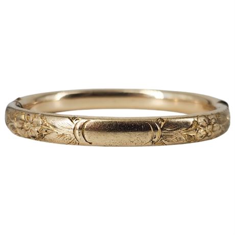 Signed Vintage Child Size Gold Filled Clamper Bangle Bracelet