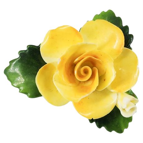 Vintage CARA Staffordshire England Ceramic Rose Brooch