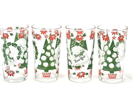 Vtg Hazel Atlas Christmas Glasses - 4