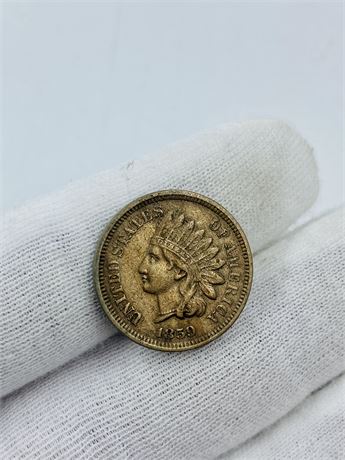 1859 Indian Penny XF/AU