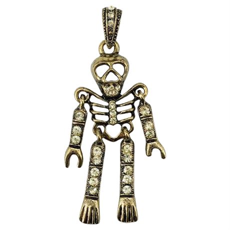 Modern Articulated Rhinestone Skeleton Pendant
