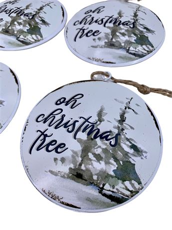 7 Domed Metal 4” “Oh Christmas Tree” Holiday Ornaments