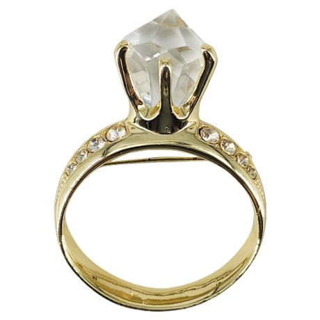 Vintage Oversized Ring Rhinestone Brooch