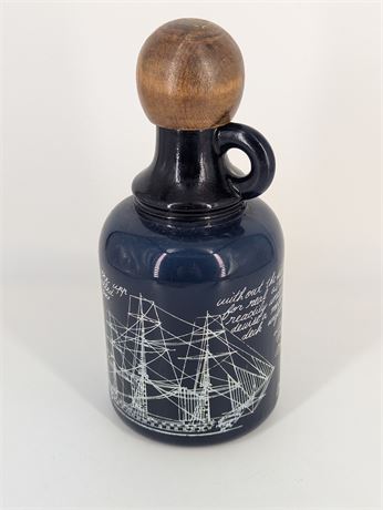 Nautical Blue Bottle w/Wood Top