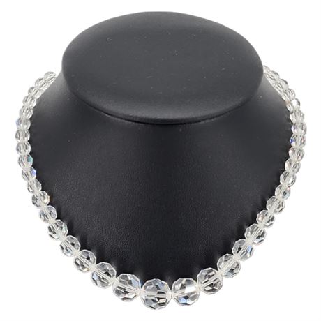 Vintage Graduated Faceted Crystal Bead Choker Necklace