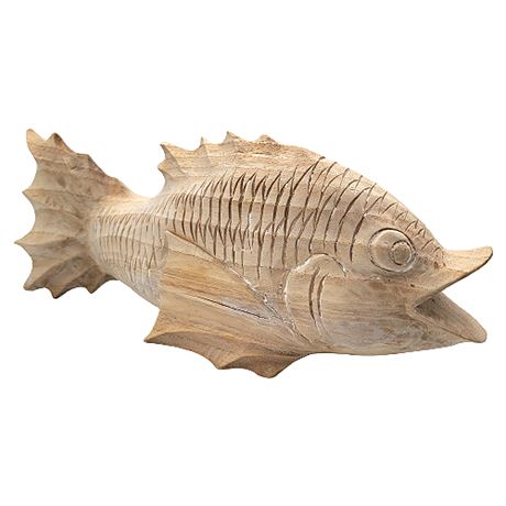 Vintage Hand Carved Wood Koi Fish