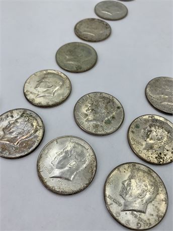 16 Kennedy Half Dollar 40% Silver 1964-1969 Coins