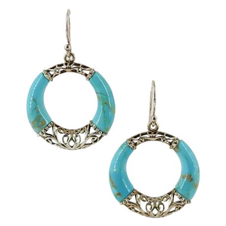 Signed STAUER "Timeless Turquoise" Sterling Silver Earrings