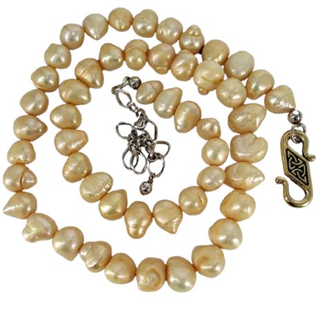 Baroque Pearl Beaded Necklace with Celtic S-Clasp