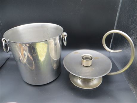 Champagne Bucket & Baldwin Forged USA Candle Holder