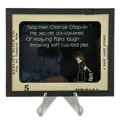 Charlie Chaplin Antique Glass Lantern Slide