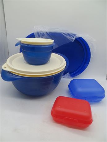 NEW VINTAGE TUPPERWARE MIXING BOWL SET TRAY W/LID, SM. STORAGE CONTAINER