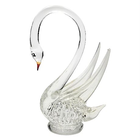 Fancy Hand Blown Glass Swan Figurine