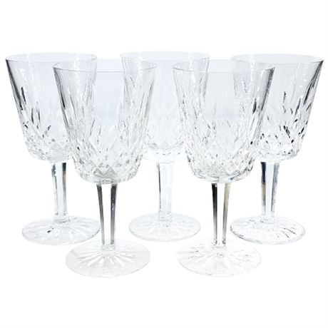 Vintage Waterford "Lismore" Cut Crystal Water Goblets, Set of 5