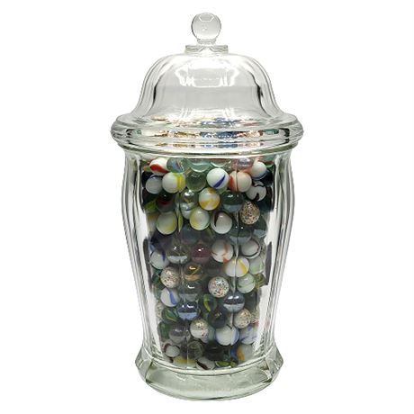 Indiana Glass 11" Storage Jar w/ Lid Filled w/ Glass Marbles