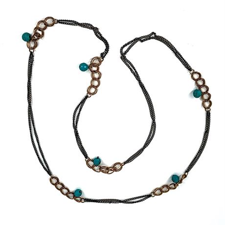 Multi-Chain Turquoise Bead Accent Statement Necklace