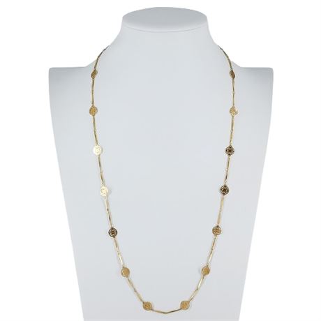 Vintage AVON Gold Tone Bar Chain & Flower Medallions Necklace