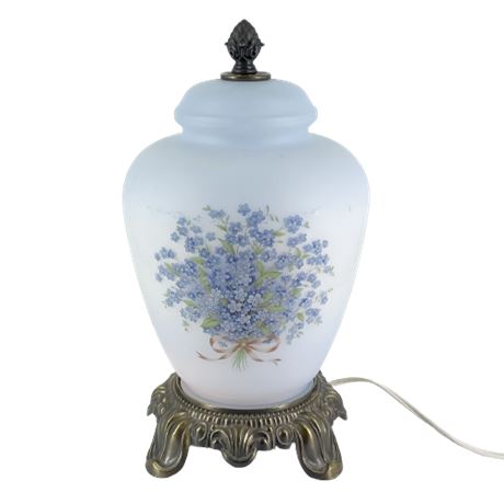Blue Frost Glass Ginger Jar Table Lamp