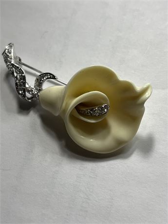Signed, Nolan Miller, KatiLilly, lucite with rhinestone brooch