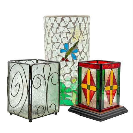 Lot of 3 Glass Candle Holders