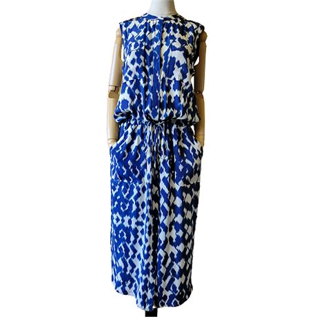Vince Ikat-Print Silk Cargo Maxi Dress