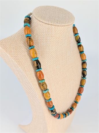 Colorful Jasper and Turquoise choker Necklace