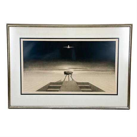 Vintage Noel Reifel Ohio Printmaker LE Print Entitled "Buffalo"
