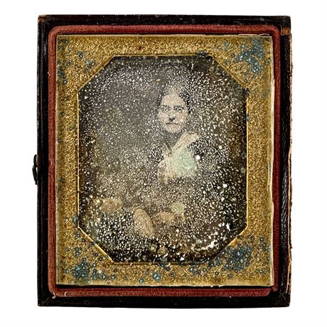 Antique Daguerreotype in Protective Leather and Glass Case