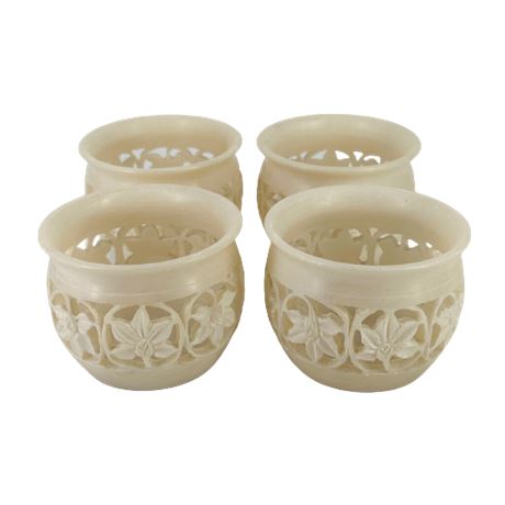 Carved Soapstone Votive Candle Holders
