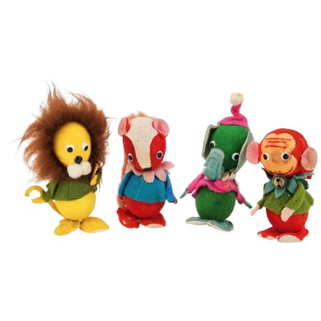 Vintage Napco Flocked Felt Mini Animal Figurines