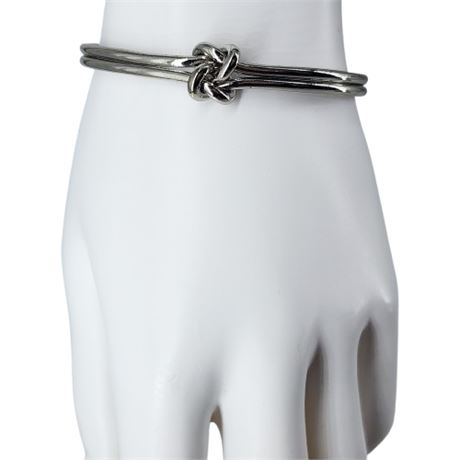 Minimalist Silver Tone Knot Cuff Bracelet