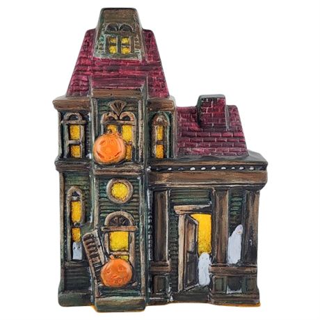Vintage Scarlatella Mold Lighted Ceramic Halloween Haunted House