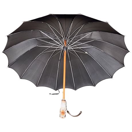 Vintage Acetate Umbrella w/ Carved Lucite Handle