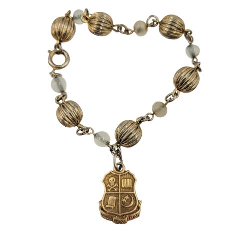 Vintage Gold Tone Kappa Alpha Psi Fraternity Charm Bracelet