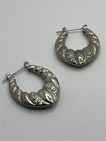 Vintage Silver electro form hoop earrings