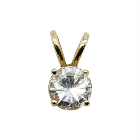 Vintage 14K Gold 1 Carat Equivalent CZ Pendant