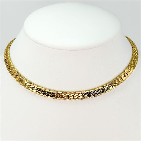 Vintage Monet Gold Tone Herringbone Chain Necklace