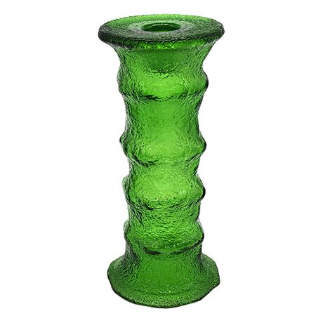 Mid-Century EO Brody Green Crinkle Glass Reversible Candlestick/Vase