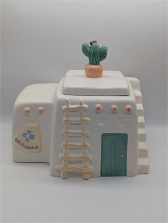 Vintage Treasure Craft Southwestern Adobe Aztec Cactus Cookie Jar