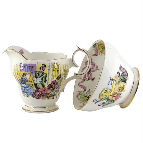 Vintage Queen Anne Bone China Creamer and Sugar Bowl