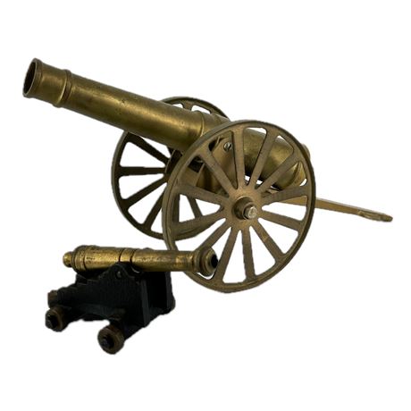 Pair of Vintage Brass Decorative Cannons
