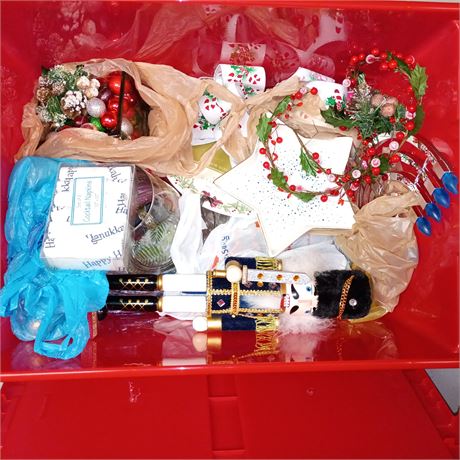 Holiday Décor Lot – Christmas & Hanukkah Mixed Collection – Nutcracker, Menorah