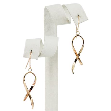Italian 14K Rose Gold Awareness Ribbon Earrings