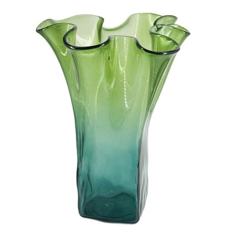 Modern Art Glass Decorative Ruffled Vase