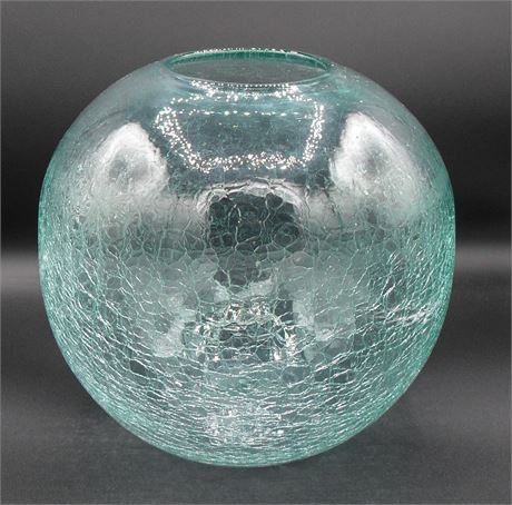 Crackle glass globe vase