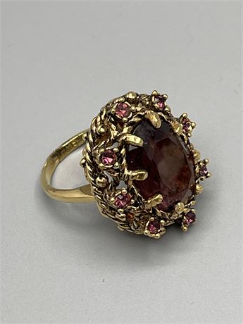 Amethyst, large stone, HMS gold ring