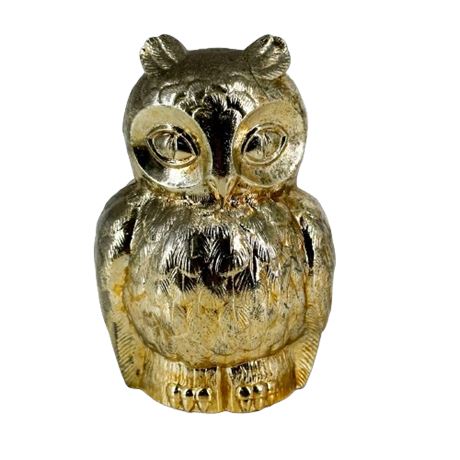 Japanese Silver Plated Owl Bank