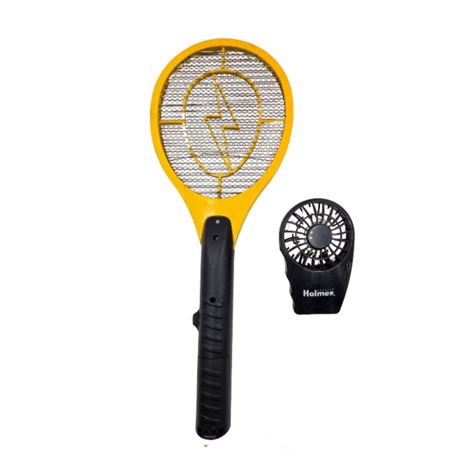 Electric Bug Zapper, Handheld & Small Battery Operated Fan