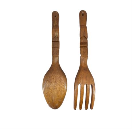 VTG Kitsch 18" Wood Fork & Spoon Set