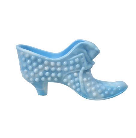 Fenton Blue Hobnail Slag Glass Shoe